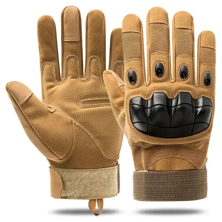 Tactical Gloves Knuckle Protection Touch Screen Sports Motorcycle Full Finger Mittens - Khaki XL