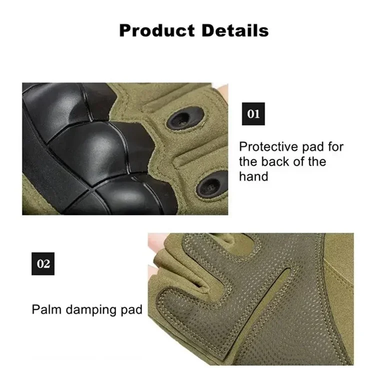 Tactical Gloves Knuckle Protection Touch Screen Sports Motorcycle Full Finger Mittens - Khaki XL