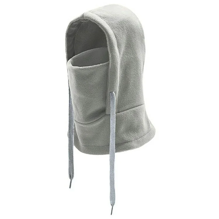 BG-1035 Gorro de ciclismo ao ar livre à prova de vento, chapéu térmico de inverno de lã polar, máscara facial, gorro de neve - Cinza