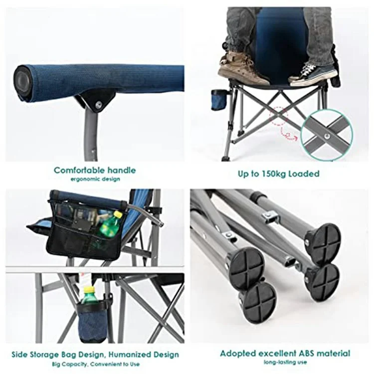 Outdoor Folding Chair Portable Beach Camping Fishing Painting BBQ Picnic Armchair, 3.7KG - Blue