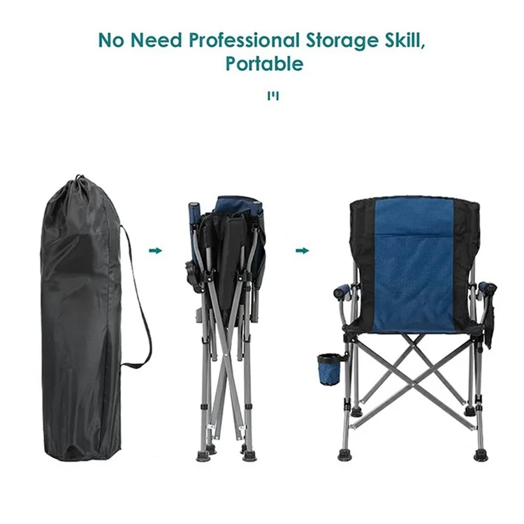 Outdoor Folding Chair Portable Beach Camping Fishing Painting BBQ Picnic Armchair, 3.7KG - Blue