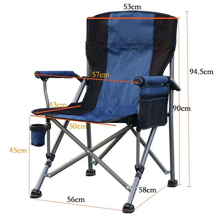 Outdoor Folding Chair Portable Beach Camping Fishing Painting BBQ Picnic Armchair, 3.7KG - Blue