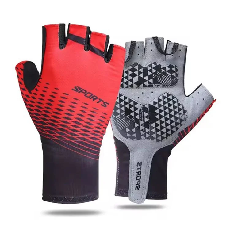 D122 1 Paire de Gants de Cyclisme d'Été Mi-Doigts Respirants Antidérapants Protection Solaire Taille M - Rouge