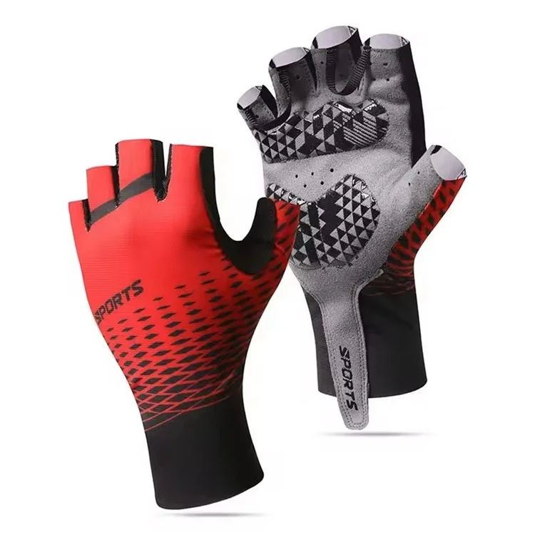 D122 1 Paire de Gants de Cyclisme d'Été Mi-Doigts Respirants Antidérapants Protection Solaire Taille M - Rouge