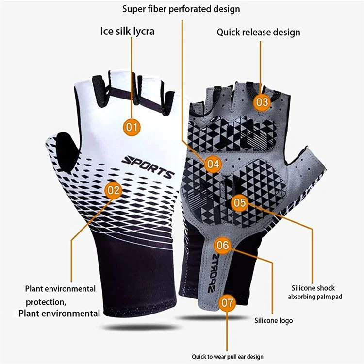 D122 1 Paire de Gants de Cyclisme d'Été Mi-Doigts Respirants Antidérapants Protection Solaire Taille M - Rouge