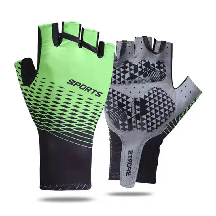 D122 1 Paire de Gants de Cyclisme d'Été mi-Doigts Respirants Antidérapants Protection Solaire pour Cyclisme / Pêche / Taille L - Vert Fluo
