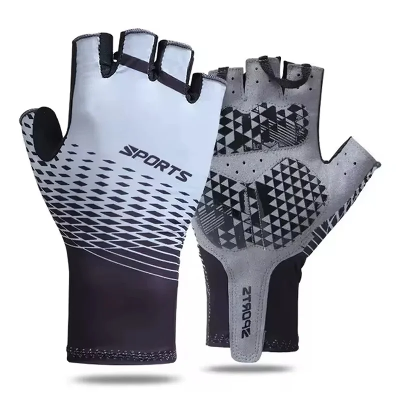D122 1 Pair XXL Size Cycling Gloves Summer Half Finger Breathable Anti Slip Sun Protection Gloves - Grey