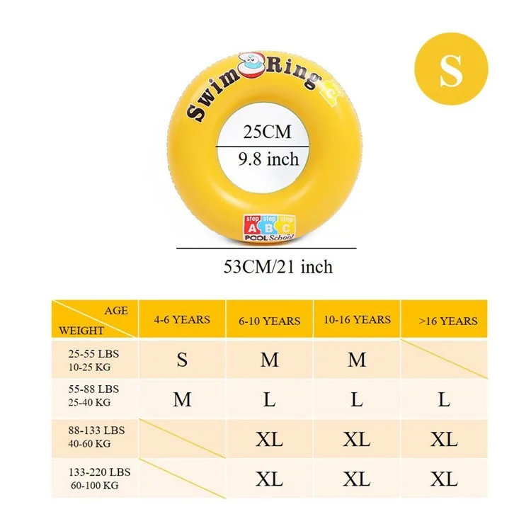 Taille S Anneau de natation gonflable en PVC écologique Alphabet Outil de flottaison pour piscine de plage pour les âges de 3 à 5 ans