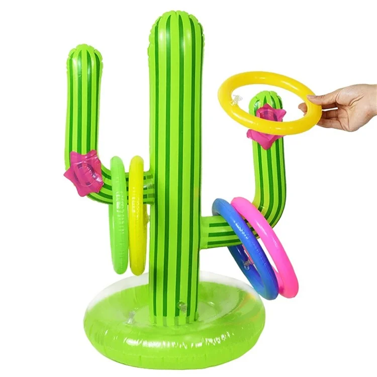SUMMERT Aufblasbares PVC Wurfspiel Set Kaktus Ring Werfen Spielzeug mit 4 Ringen für Poolparty / Familienspaß