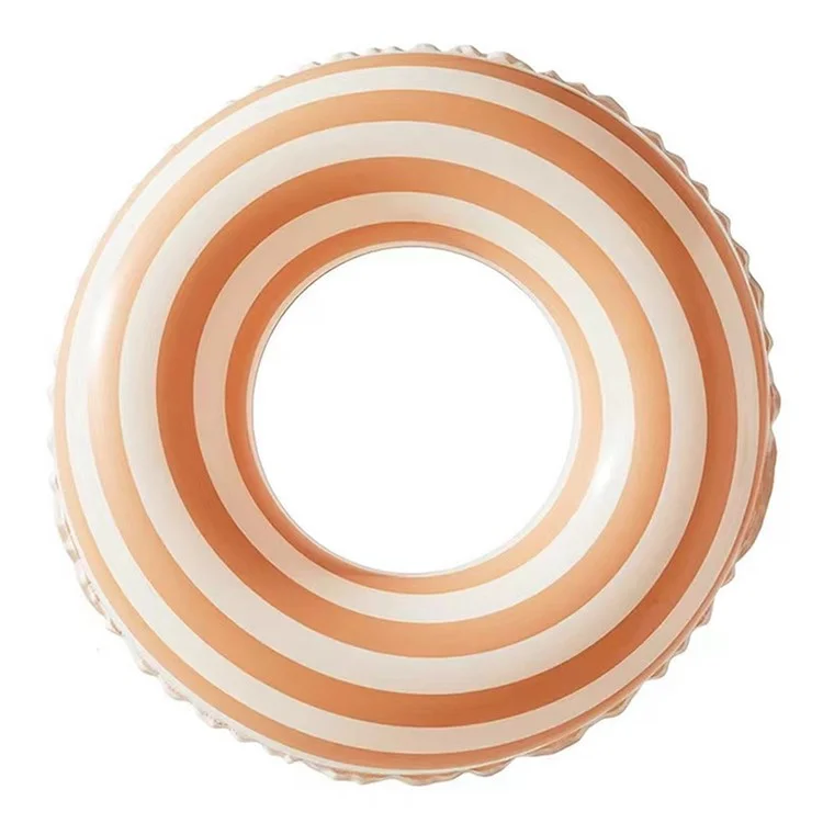 Size 70 Inflatable Retro Swim Ring Anti Flip Thickened PVC Pool Float Ring for Ages 5-9 - Orange Stripe
