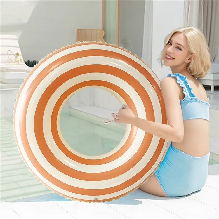 Anneau de natation gonflable rétro de taille 80 anti-retournement Anneau de flottaison de piscine en PVC épais pour les 10-15 ans - Rayure verte