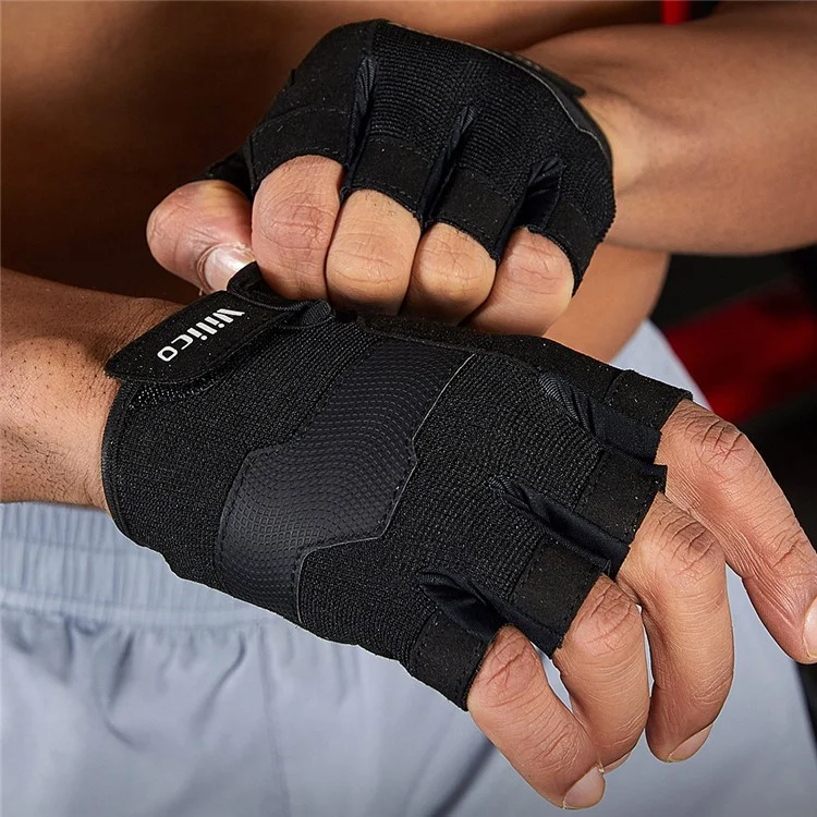 VILICO A0133 1 Paar Fahrrad- und Angelhandschuhe Fitness Halbfinger Gewichtheber-Handschuhe Antirutsch - Schwarz M