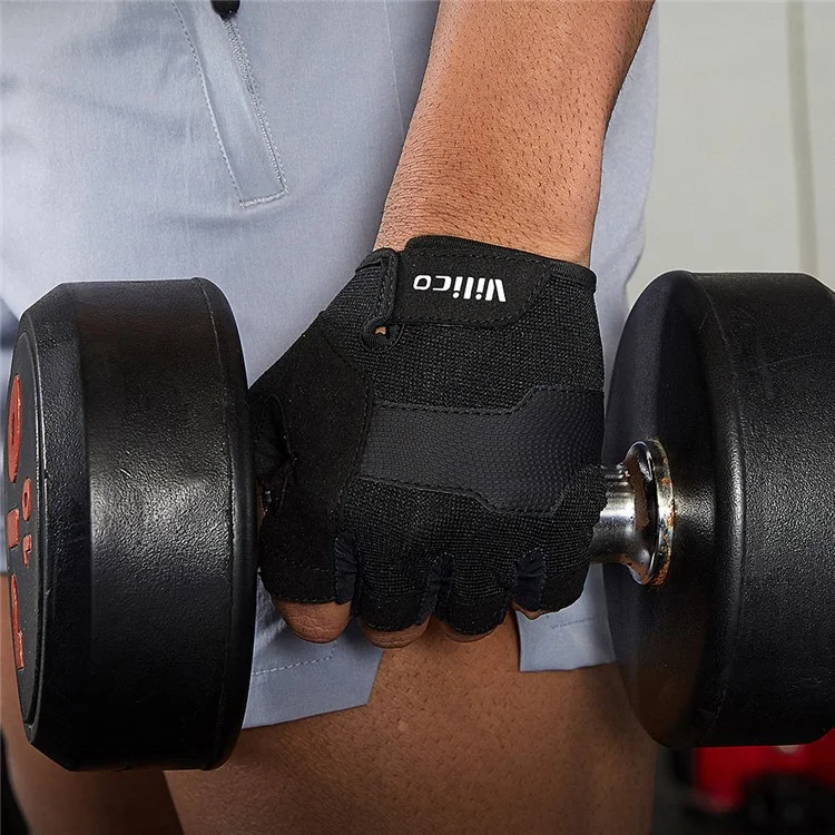 VILICO A0133 1 Paar Fahrrad- und Angelhandschuhe Fitness Halbfinger Gewichtheber-Handschuhe Antirutsch - Schwarz M