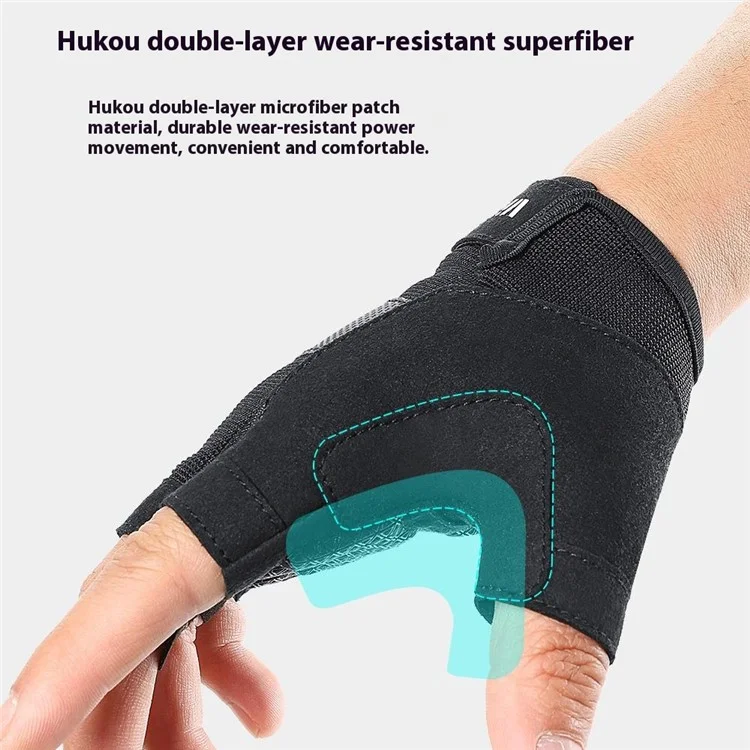 VILICO A0133 1 Paar Fahrrad- und Angelhandschuhe Fitness Halbfinger Gewichtheber-Handschuhe Antirutsch - Schwarz M