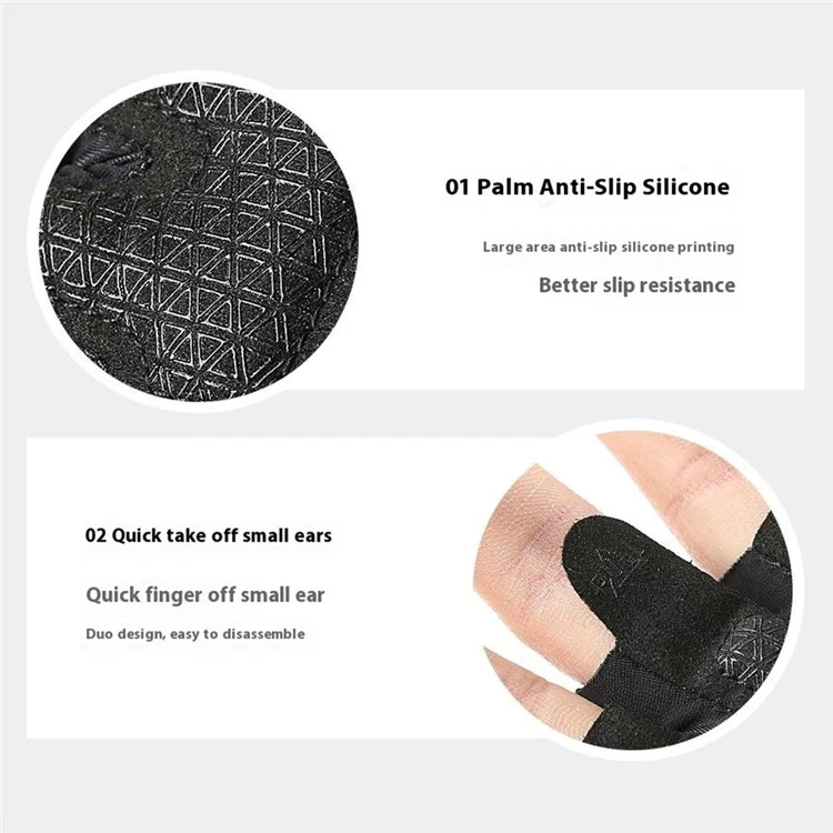 VILICO A0133 1 Paar Fahrrad- und Angelhandschuhe Fitness Halbfinger Gewichtheber-Handschuhe Antirutsch - Schwarz M