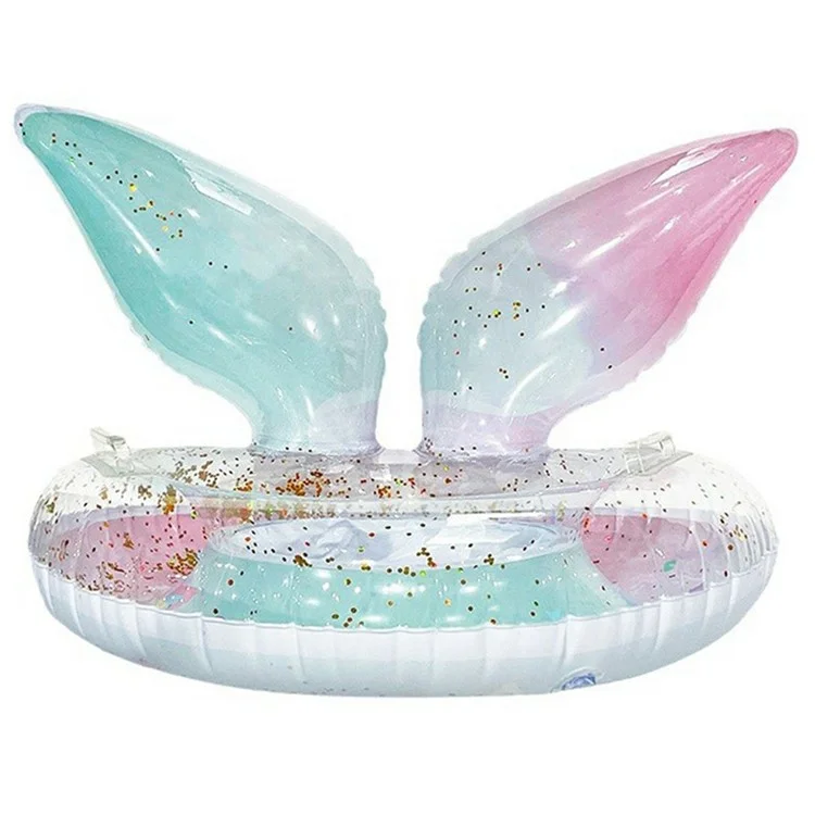 Anneau de natation antidérapant épais en PVC avec paillettes colorées et poignées pour enfants de 5 à 9 ans
