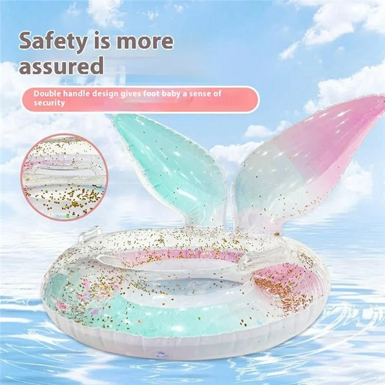 Anneau de natation antidérapant épais en PVC avec paillettes colorées et poignées pour enfants de 5 à 9 ans