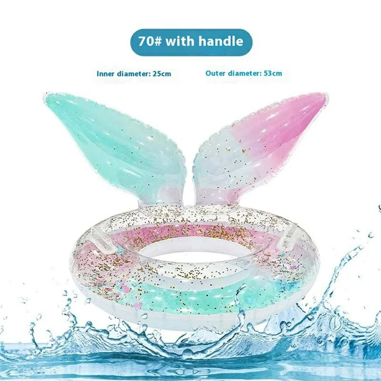 Anneau de natation antidérapant épais en PVC avec paillettes colorées et poignées pour enfants de 5 à 9 ans