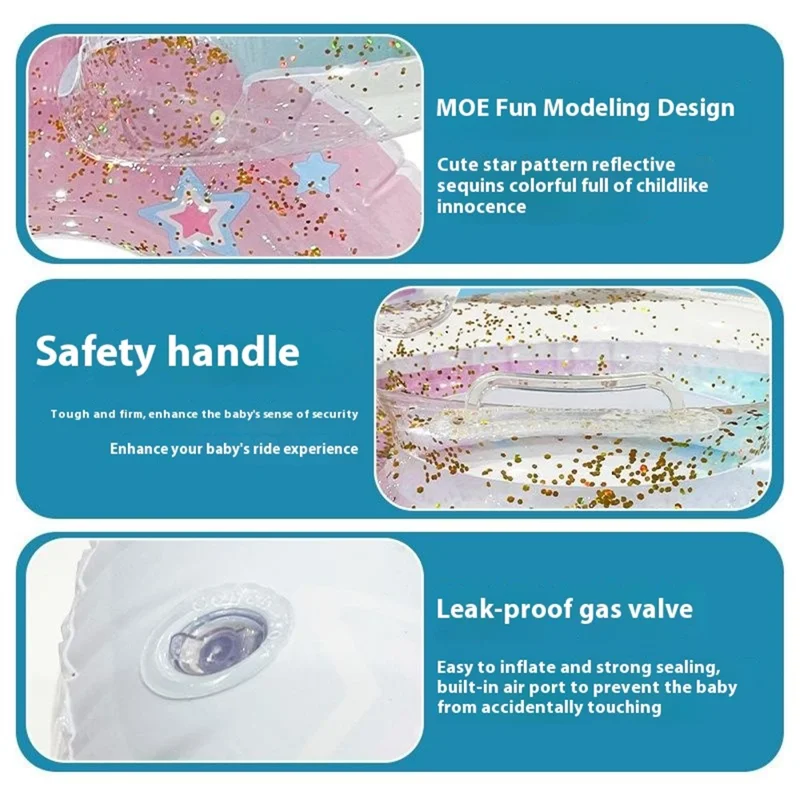 Mermaid Swim Ring for Children 5 - 9 Years Thickened PVC Inflatable Pool Float with Handles and Seat