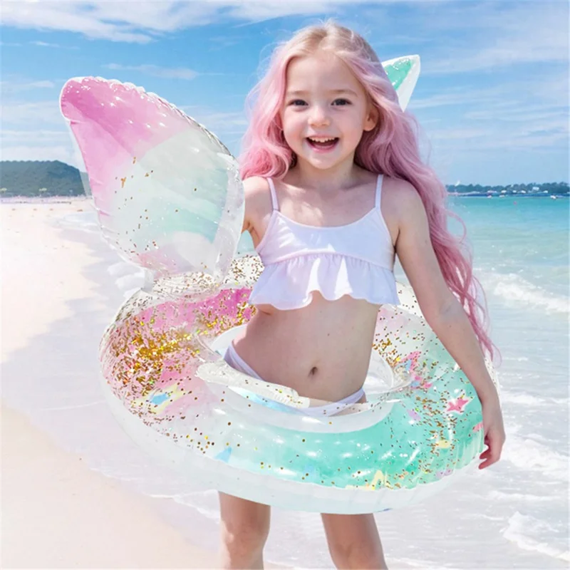 Mermaid Swim Ring for Children 5 - 9 Years Thickened PVC Inflatable Pool Float with Handles and Seat