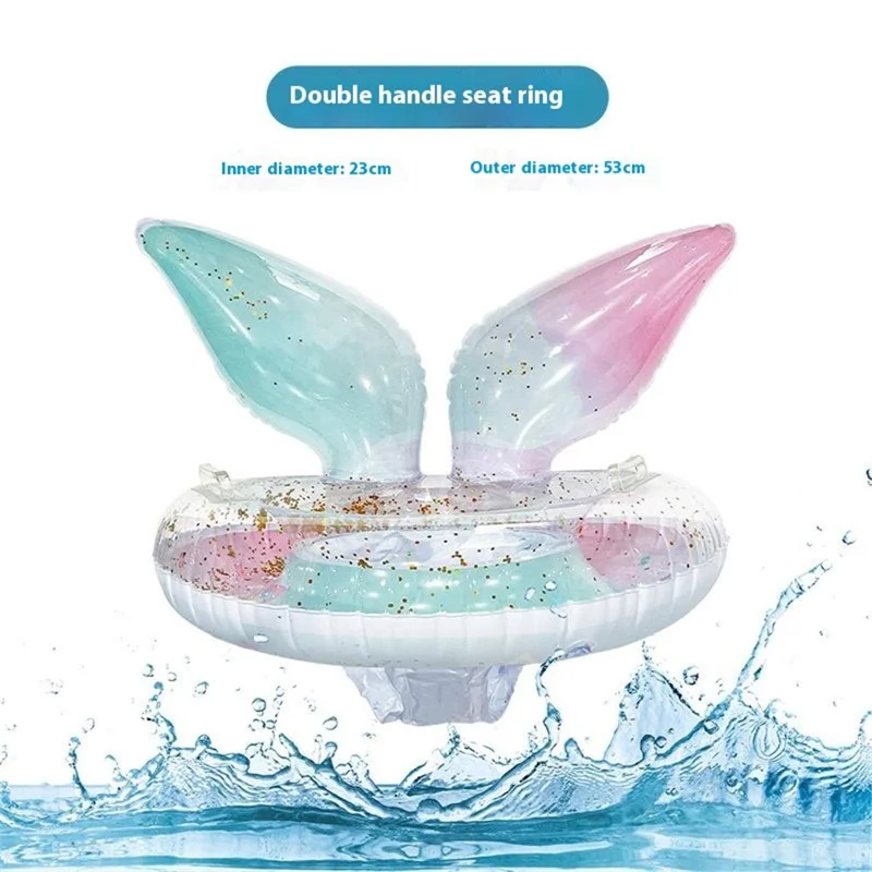 Mermaid Swim Ring for Children 5 - 9 Years Thickened PVC Inflatable Pool Float with Handles and Seat