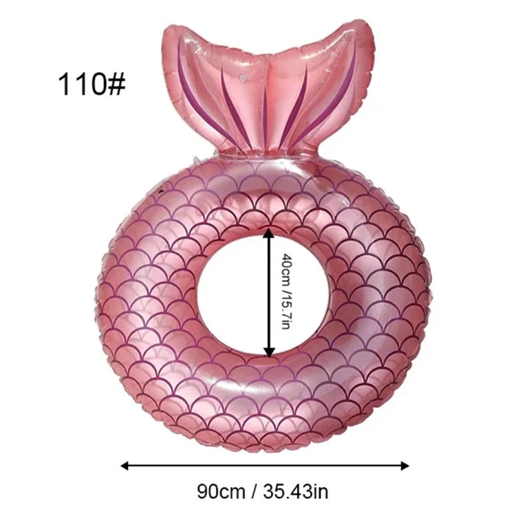 Inflatable Mermaid Swimming Ring with Backrest PVC Pool Floats for Adults 80 - 100kg Water Toy - Pink