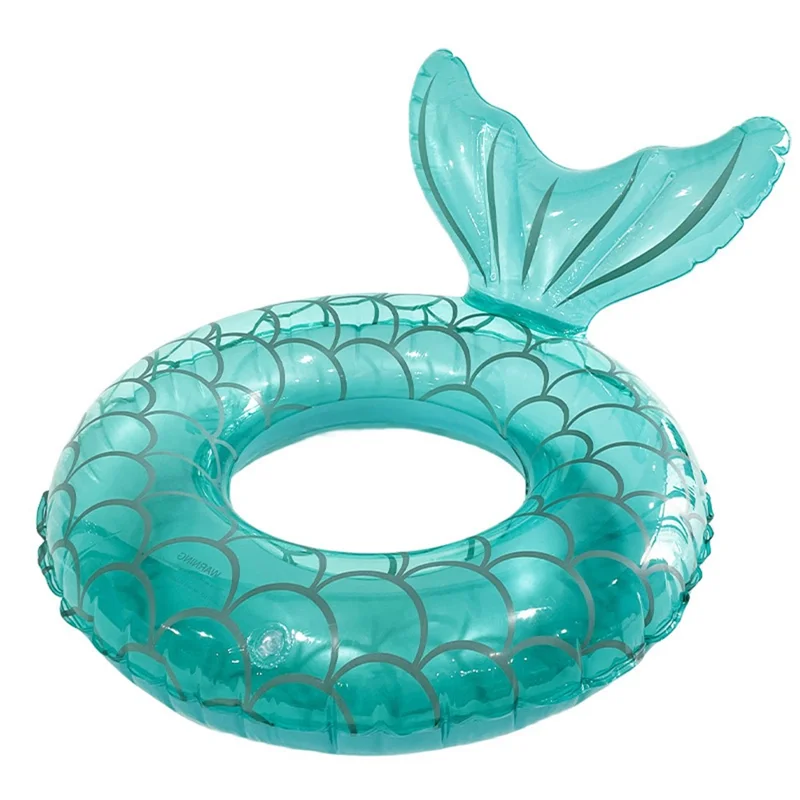 Inflatable Mermaid Swimming Ring with Backrest PVC Pool Floats for Children 5 - 9 Years Water Toy - Mermaid+Blue