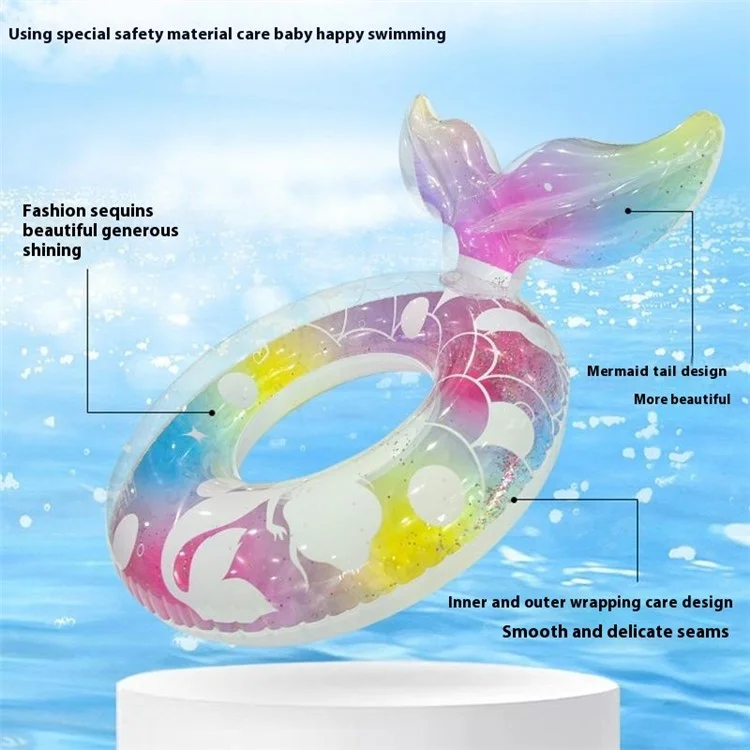 Anneau de natation gonflable en forme de queue de sirène pour adultes - Bouée de piscine en PVC - Taille 90 pour 16 ans et plus