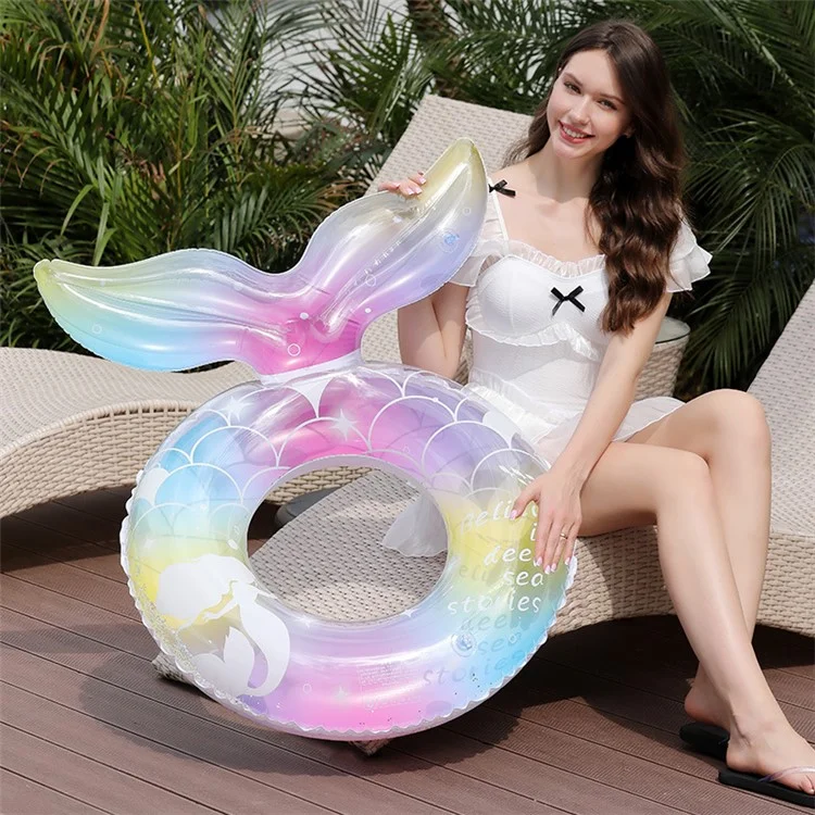 Anneau de natation gonflable en forme de queue de sirène pour adultes - Bouée de piscine en PVC - Taille 90 pour 16 ans et plus