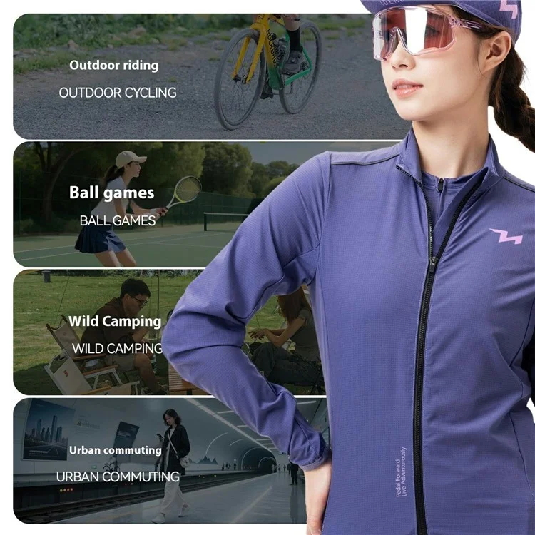 ROCKBROS TVI Series Women Cycling Sports Windbreaker Long Sleeve Breathable Windproof Jacket, Size M - Pink