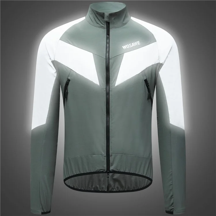WOSAWE Spring Summer Cycling Jacket Bike Windproof Water Resistant Reflective Climbing Night Running Jacket, Asian L / EU M - Green