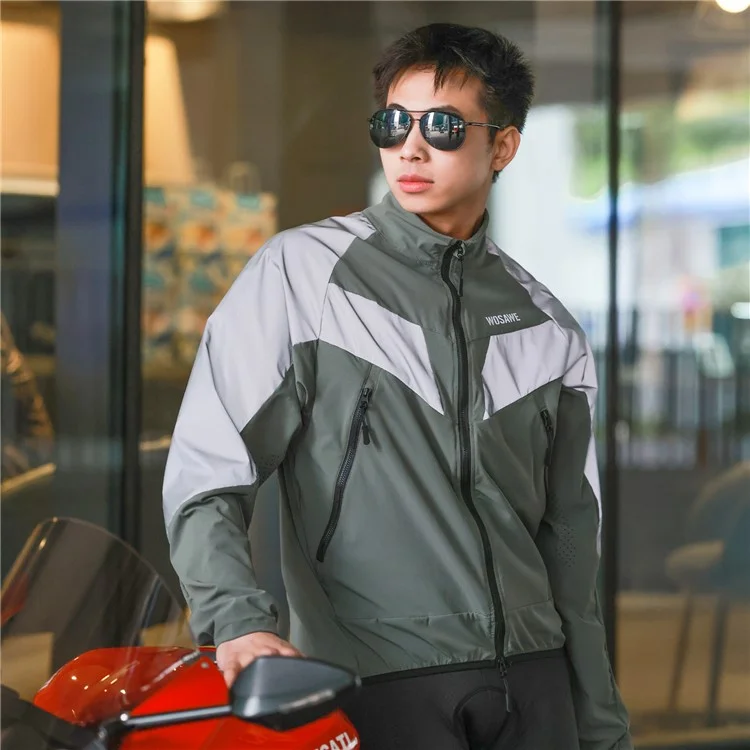 WOSAWE Spring Summer Cycling Jacket Bike Windproof Water Resistant Reflective Climbing Night Running Jacket, Asian L / EU M - Green