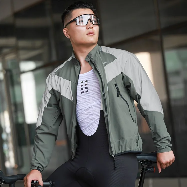 WOSAWE Spring Summer Cycling Jacket Bike Windproof Water Resistant Reflective Climbing Night Running Jacket, Asian L / EU M - Green