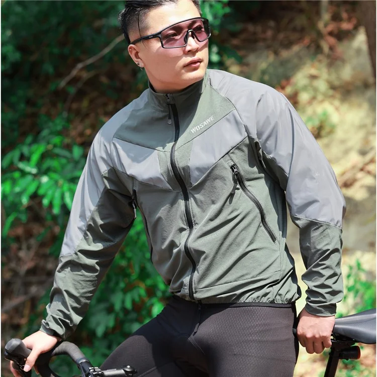 WOSAWE Spring Summer Cycling Jacket Bike Windproof Water Resistant Reflective Climbing Night Running Jacket, Asian L / EU M - Green