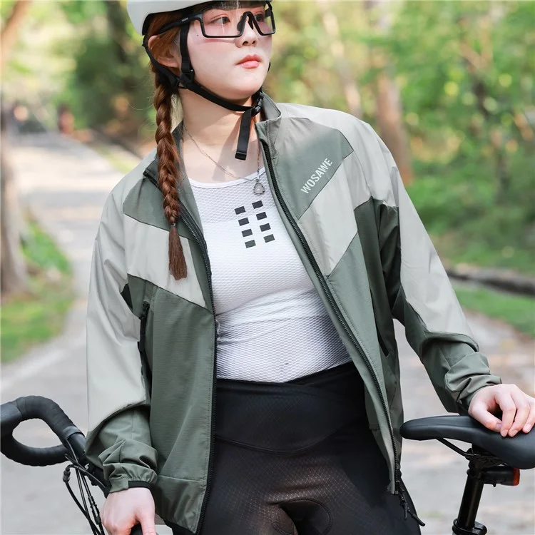 WOSAWE Spring Summer Cycling Jacket Bike Windproof Water Resistant Reflective Climbing Night Running Jacket, Asian L / EU M - Green