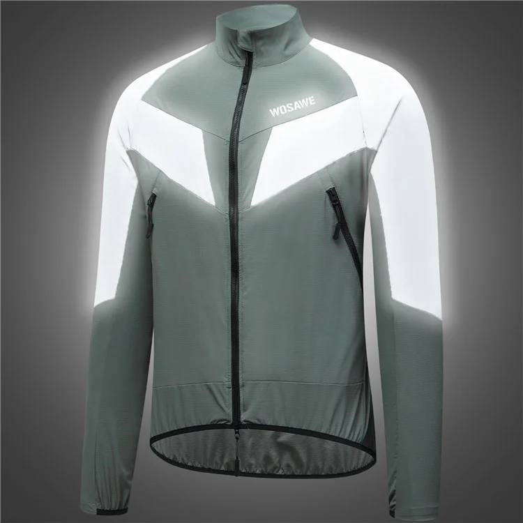 WOSAWE Spring Summer Cycling Jacket Bike Windproof Water Resistant Reflective Climbing Night Running Jacket, Asian L / EU M - Green