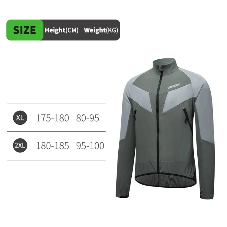 WOSAWE Spring Summer Cycling Jacket Bike Windproof Water Resistant Reflective Climbing Night Running Jacket, Asian 2XL / EU XL - Green