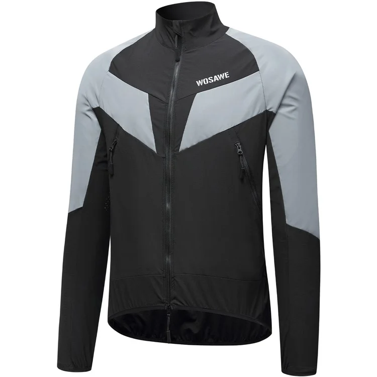 WOSAWE Spring Summer Cycling Jacket Bike Windproof Water Resistant Reflective Climbing Night Running Jacket, Asian XL / EU L - Black