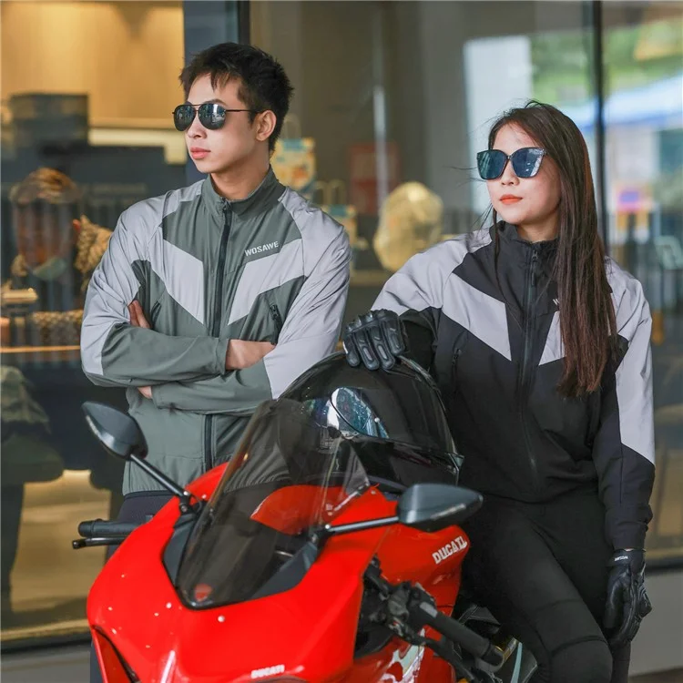 WOSAWE Spring Summer Cycling Jacket Bike Windproof Water Resistant Reflective Climbing Night Running Jacket, Asian XL / EU L - Black