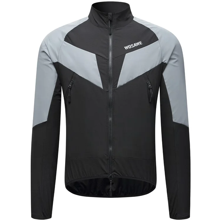 WOSAWE Spring Summer Cycling Jacket Bike Windproof Water Resistant Reflective Climbing Night Running Jacket, Asian XL / EU L - Black
