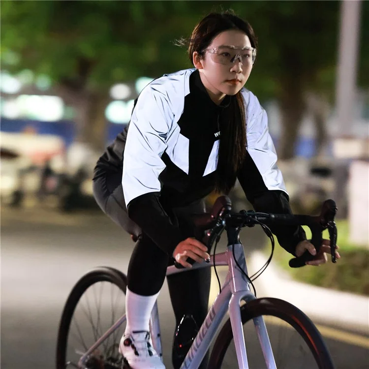 WOSAWE Spring Summer Cycling Jacket Bike Windproof Water Resistant Reflective Climbing Night Running Jacket, Asian XL / EU L - Black