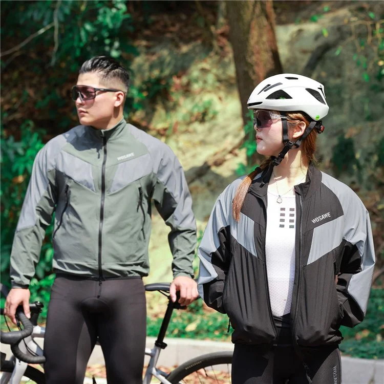 WOSAWE Spring Summer Cycling Jacket Bike Windproof Water Resistant Reflective Climbing Night Running Jacket, Asian 3XL / EU 2XL - Green