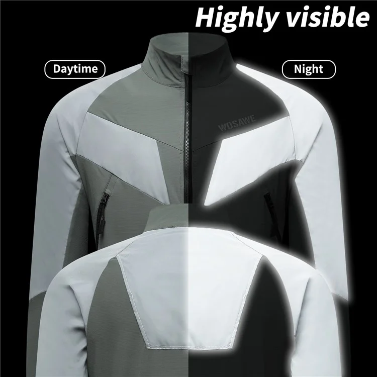 WOSAWE Spring Summer Cycling Jacket Bike Windproof Water Resistant Reflective Climbing Night Running Jacket, Asian 3XL / EU 2XL - Green