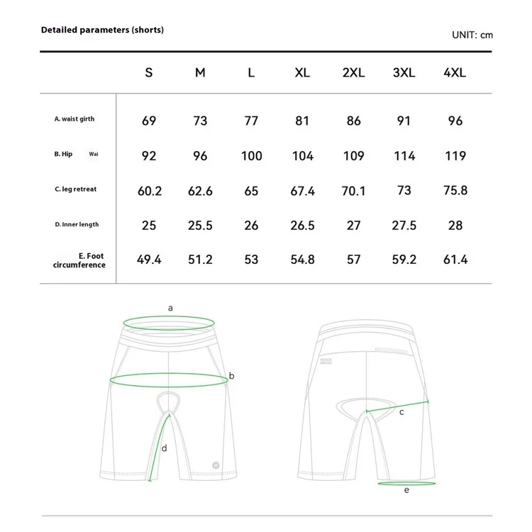 ROCKBROS RK2025-K Summer Cycling Shorts Men Padded Road Bike Casual Sports Short Pants - Black S (EU / XS)