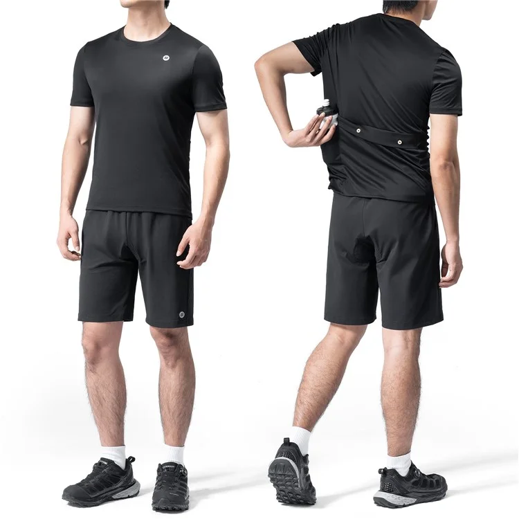 ROCKBROS Men Summer Cycling Jersey Road Bike Casual Sports Top Breathable Short Sleeve T-Shirt - Black S (EU / XS)