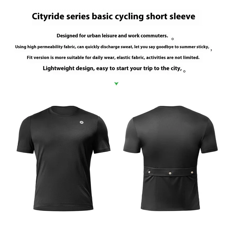 ROCKBROS Men Summer Cycling Jersey Road Bike Casual Sports Top Breathable Short Sleeve T-Shirt - Black S (EU / XS)