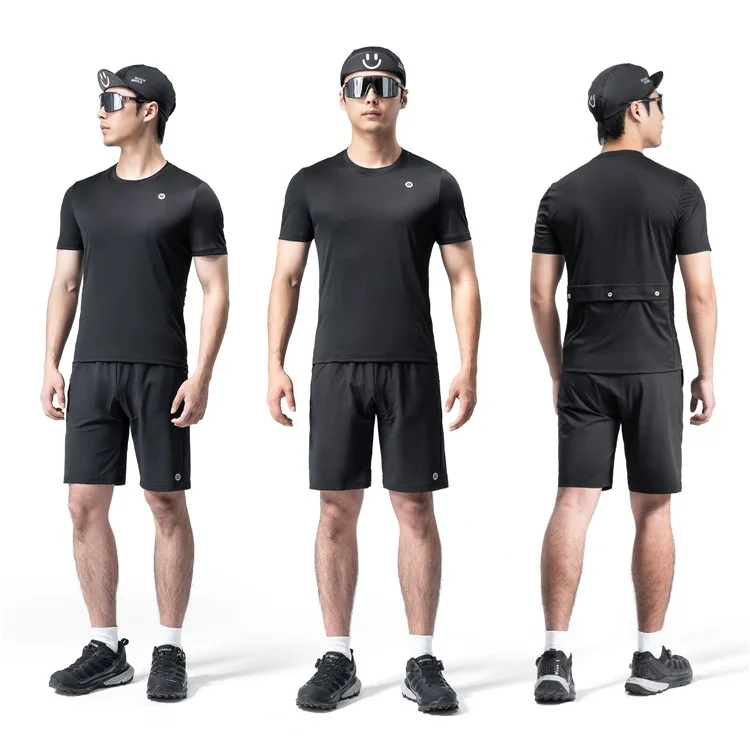 ROCKBROS Men Summer Cycling Jersey Road Bike Casual Sports Top Breathable Short Sleeve T-Shirt - Black S (EU / XS)
