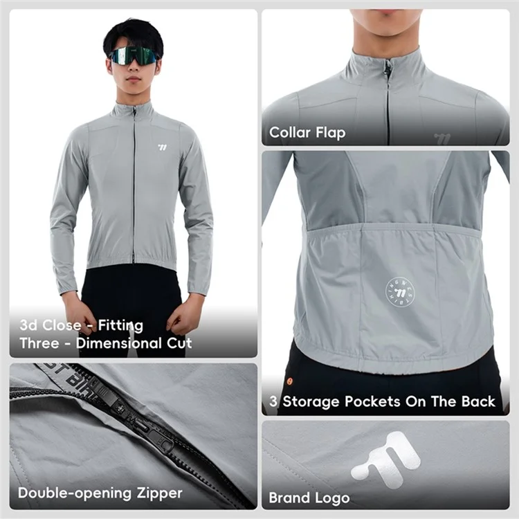 WEST BIKING YP0202341 Winddichte Fahrradjacke für Herren - Leicht, für Sommer und Frühling - Grau, Größe S