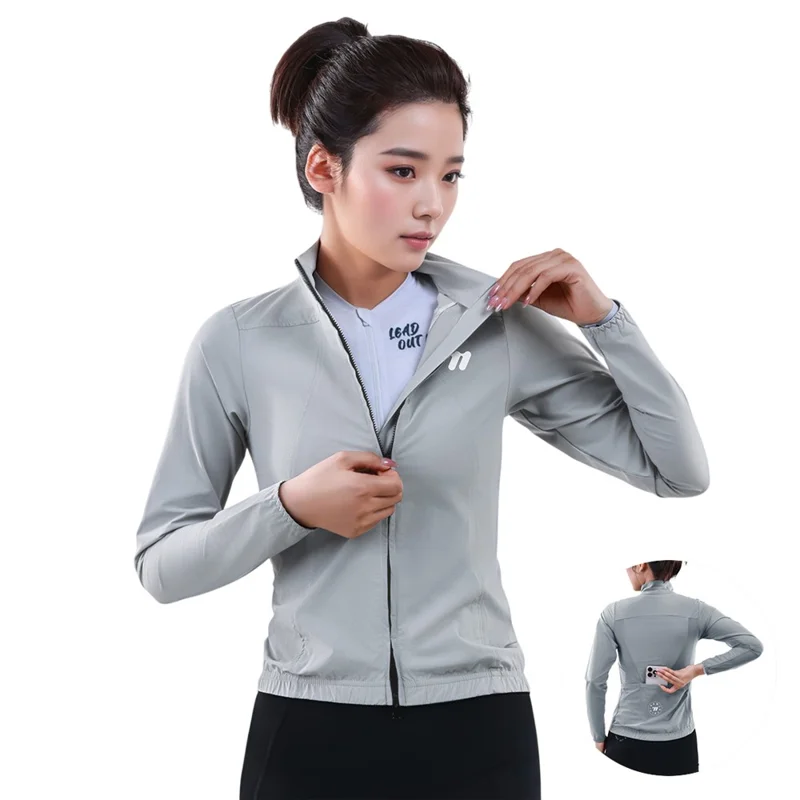 WEST BIKING YP0202341 Mountain Bike Windproof Jacket Summer Spring Lightweight Women Cycling Jersey Top - Grey XXL