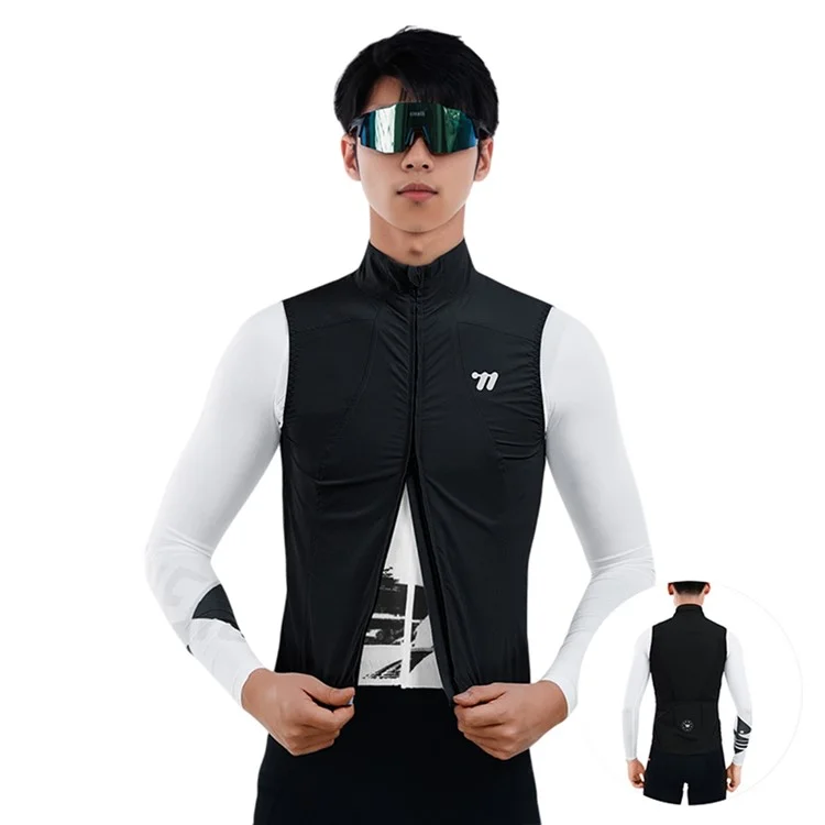 WEST BIKING YP0206179 Chaleco de Ciclismo para Hombre Primavera Verano Cortavientos sin Mangas - Jersey para Bicicleta de Carretera - Negro Talla S